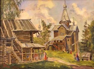 42俄罗斯老村庄维托斯拉维茨,阿廖娜·瓦西里耶娃,布面油画,40×60cm,2011年
